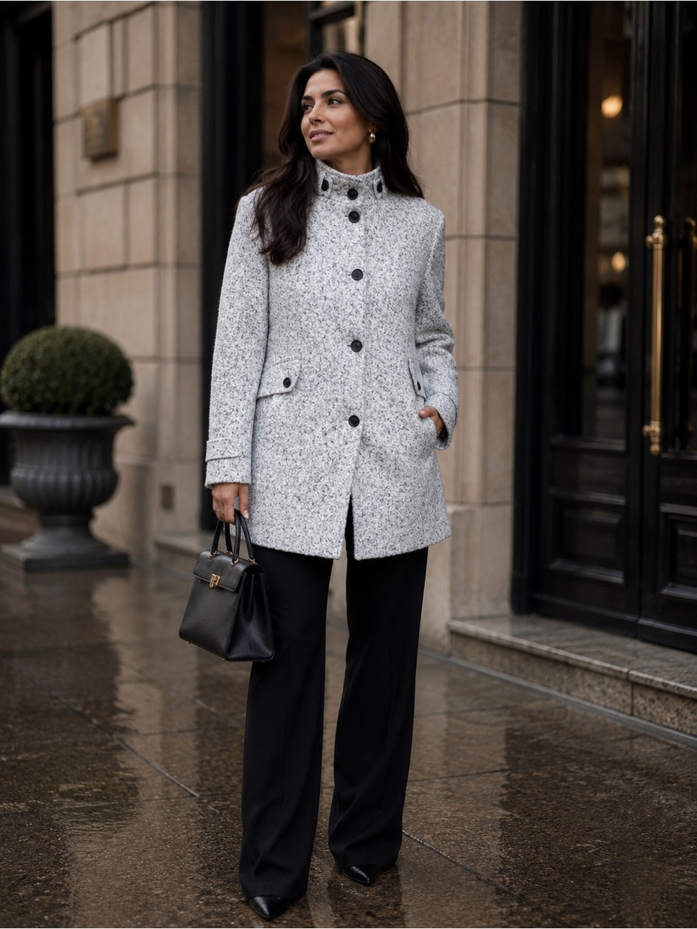 NWT MARALYN & ME
Trendy Plus Single-Breasted Light Grey Boucle Walker Coat Sz 3X